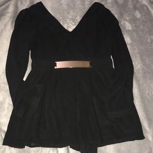 Black Chiffon Open Sleeved Romper